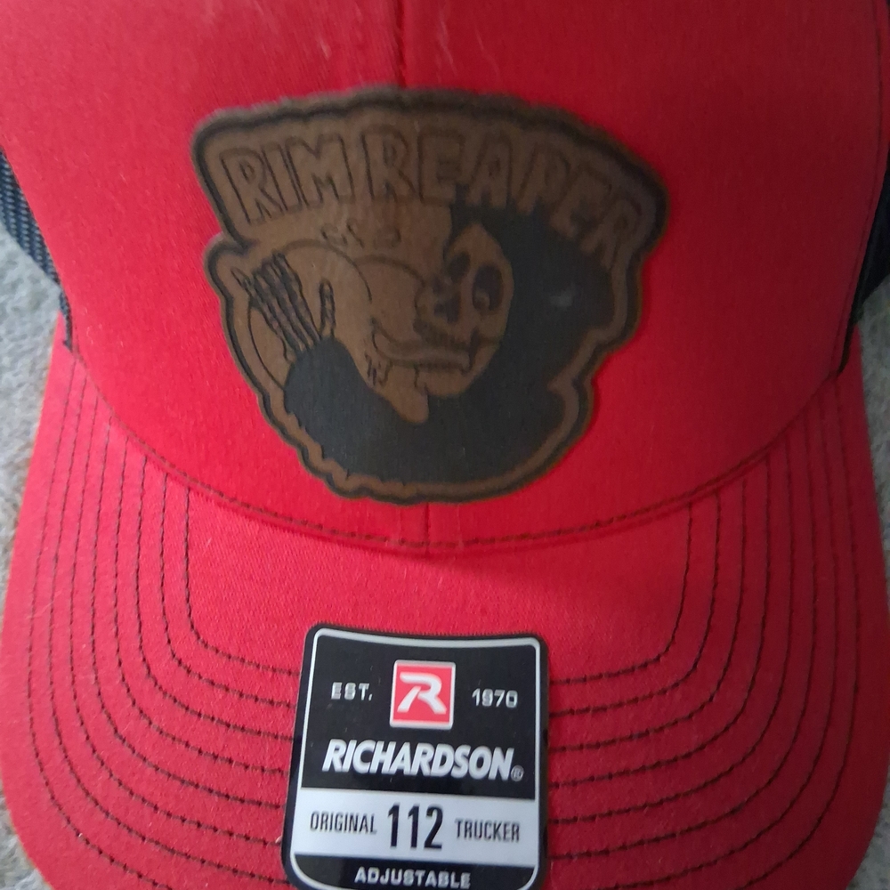 Richardson Red & Black Trucker Hat Rim Reaper Snapback meshback NWT - Picture 2 of 4